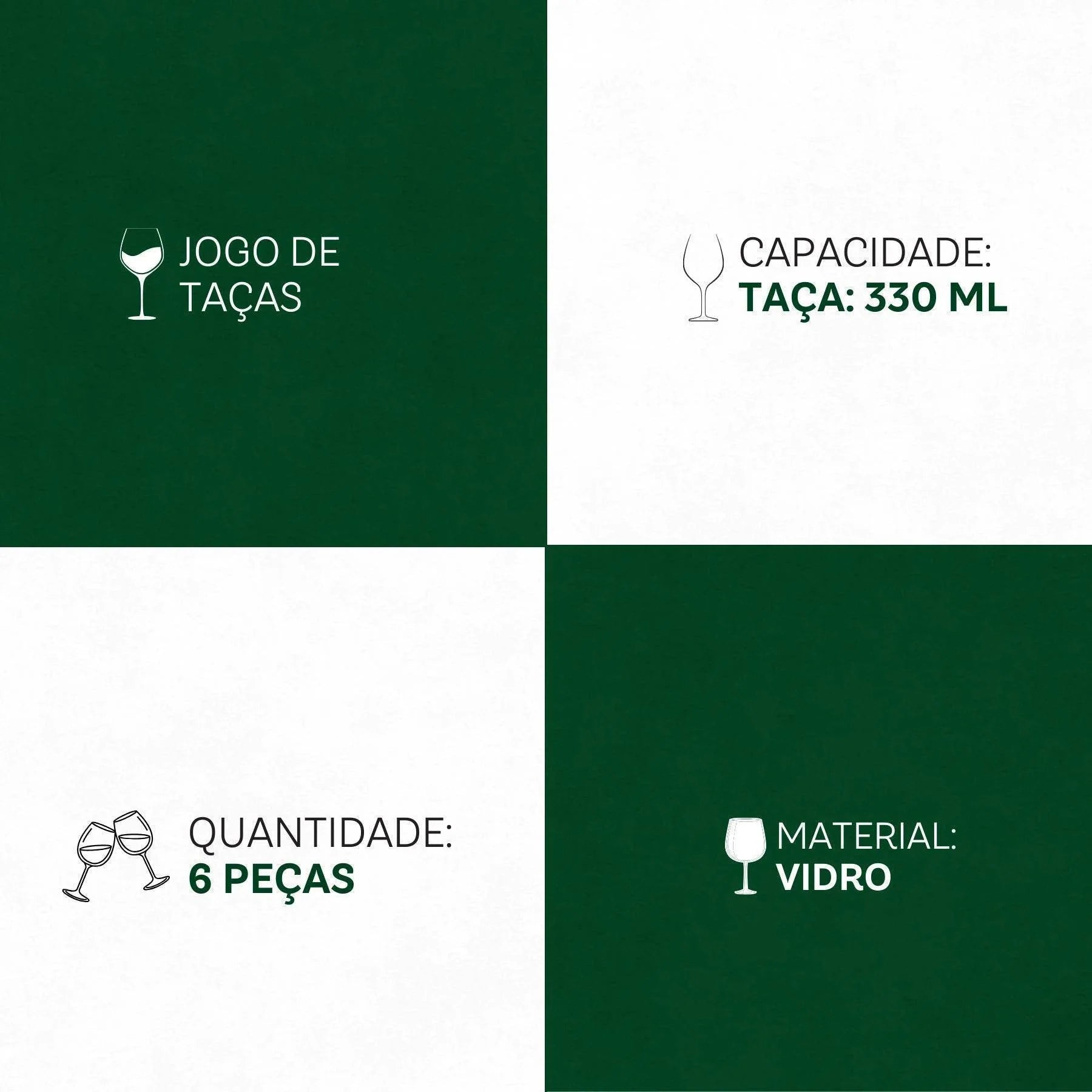 Jogo de Taças Diamond Empire 6 Peças 330ml - Beleza Singular e Versatilidade | Haustter